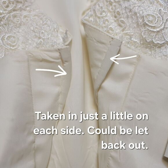 Scott McClintock Vintage 80s White Strapless Dress Lace Accents Wedding - Picture 13 of 16